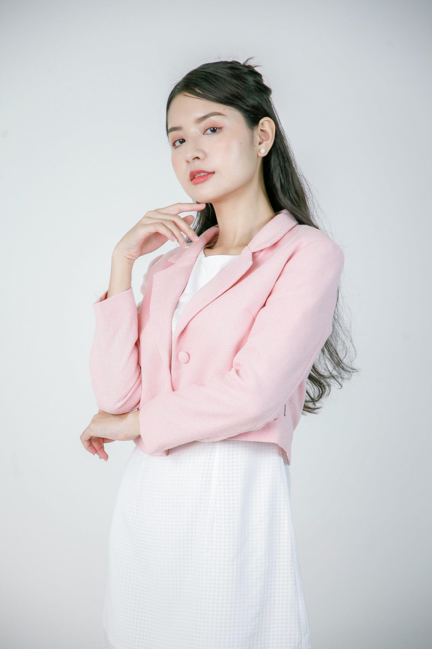 Veste courte rose poudré